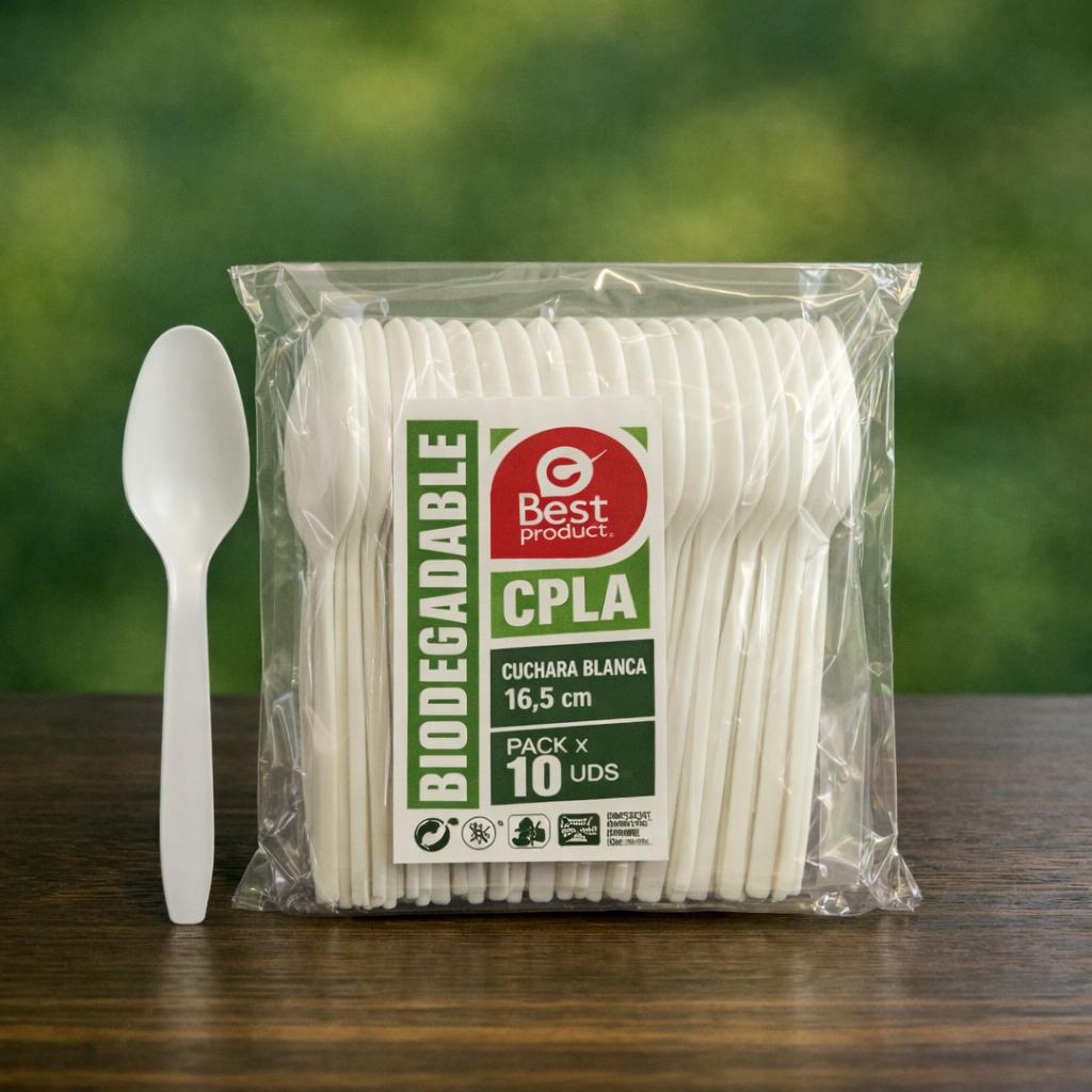Cuchara blanca Biodegradable 16,5 cm