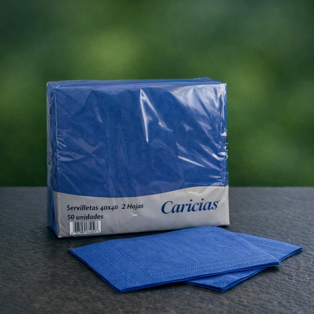 Servilletas Papel Celulosa dos capas color azul 40 x 40 cm