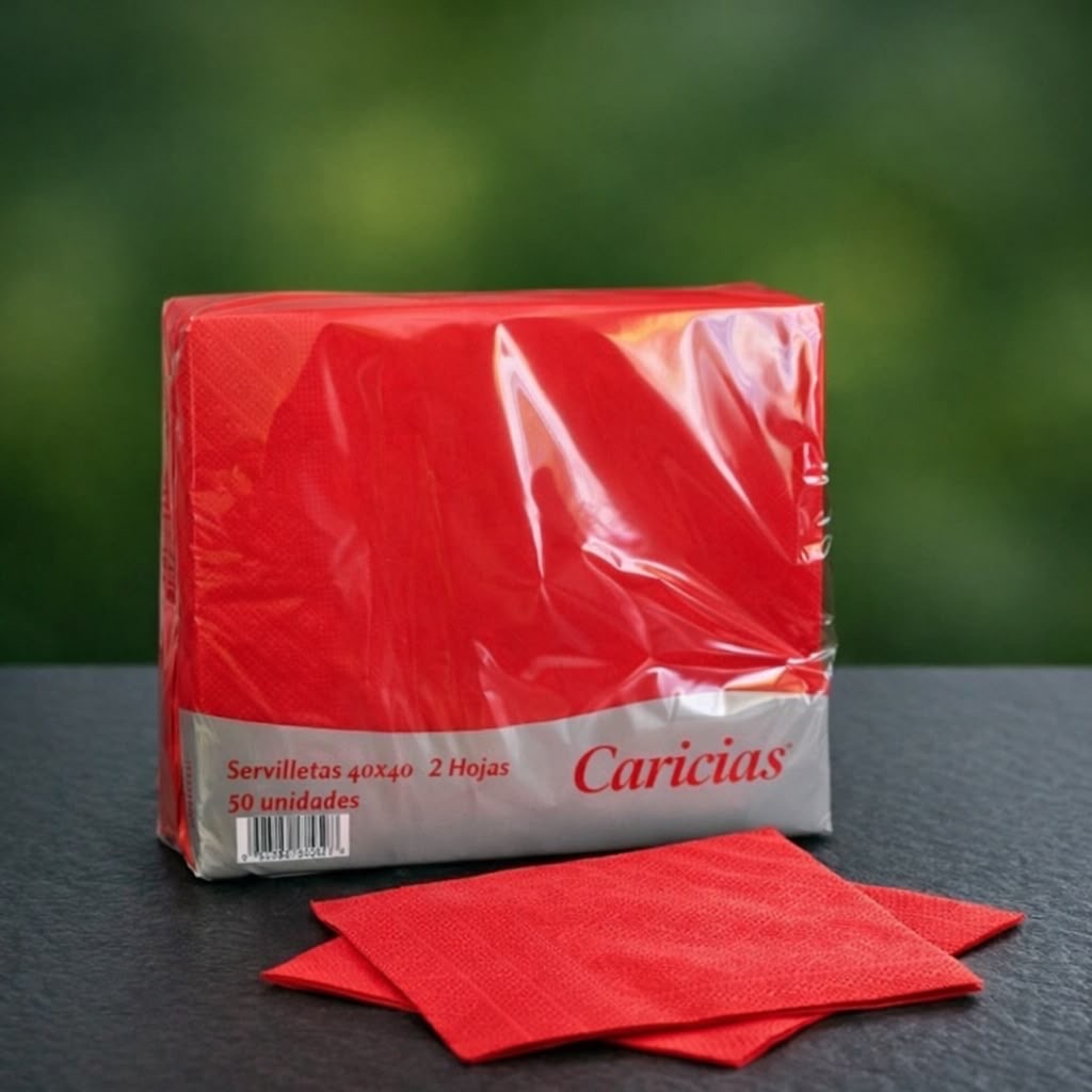 Servilletas Papel Celulosa dos capas - Rojo 40 x 40 cm