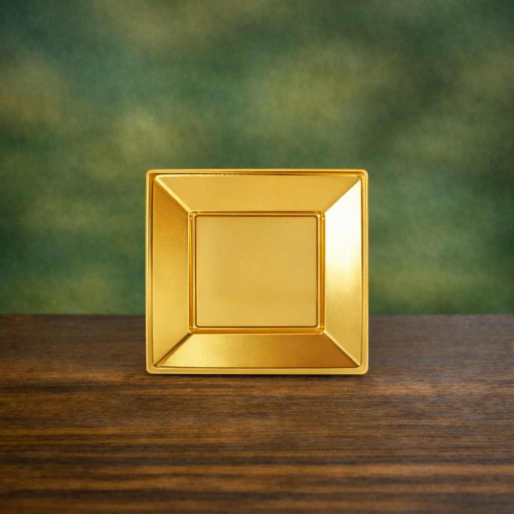 Plato Cuadrado Llano Oro 23 x 23 cm
