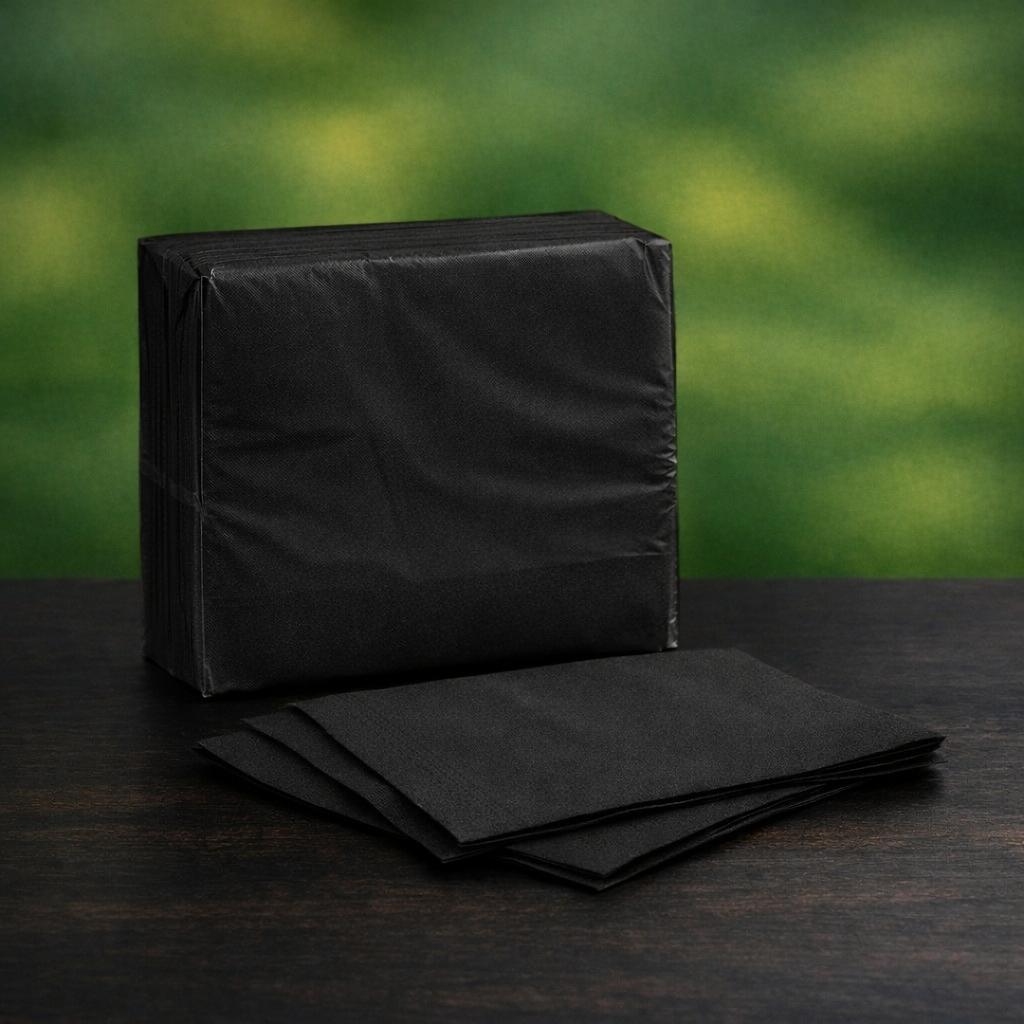 Servilletas Papel Celulosa dos capas color negro 40 x 40 cm