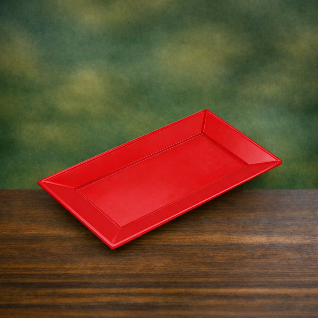Bandeja Llana Rectangular Rojo Brillo 33 x 23 cm
