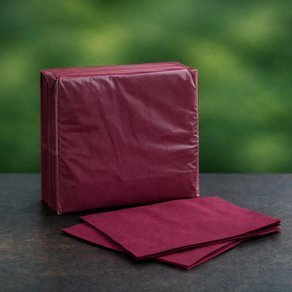 Servilletas Papel Celulosa dos Capas Burdeos 40 x 40 cm